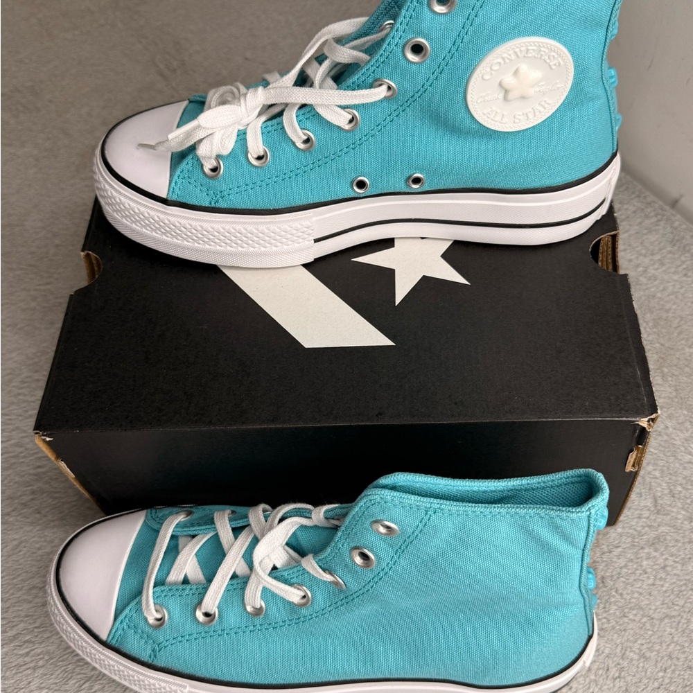 Converse Chuck Taylor All Star Lift Platform Hi Ocean Drip Sneakers Women’s 7 - Picture 2 of 8